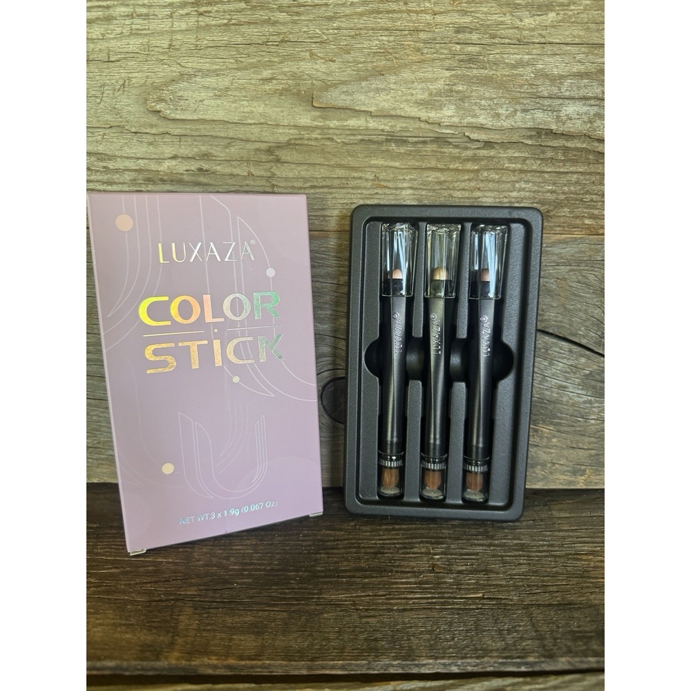 LUXAZA 3Pcs Eyeshadow Stick Set Matte & Shimmer Creamy Eyeshadow Champagne Rose‎